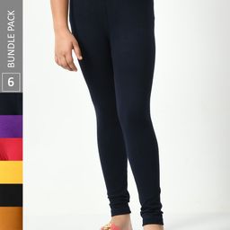 BAESD Girls Pack Of 6 Churidar-Length Cotton Leggings-image-83