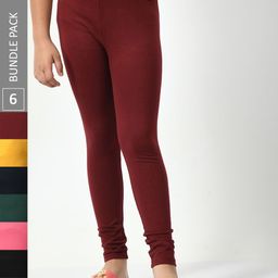 BAESD Girls Pack Of 6 Churidar-Length Leggings-image-54