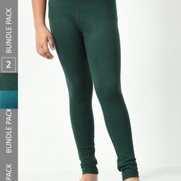 BAESD Girls Pack of 2 Super Soft Churidar Length Leggings-image-101