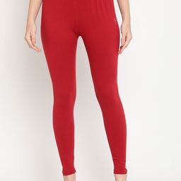 TAG 7 Women Maroon Solid Comfort Fit Ankle Length Leggings-image-73