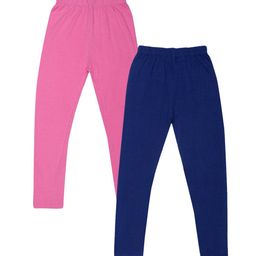 FRENCH KLEIDER Girls Pack Of 2 Pink & Blue Cotton Leggings-image-100