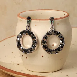 SOHI Silver-Plated Circular Drop Earrings-10