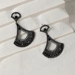 SOHI Silver-Plated Stone Studded Drop Earrings-45