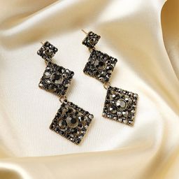 SOHI Silver-Plated Diamond Shaped Drop Earrings-3