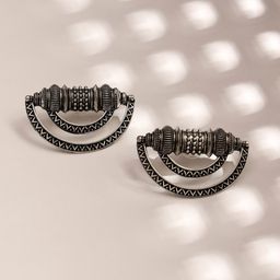 Jazz and Sizzle Silver-Plated Cresent Shaped Drop Earrings-image-71