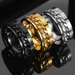 MEENAZ Men Set Of 3 Silver-Plated Finger Ring-10