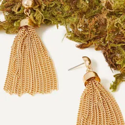Accessorize Gold-Plated Tasselled Classic Drop Earrings-42