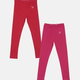 TWIN BIRDS Girls Pack Of 2 Solid Ankle-Length Pure Cotton Leggings-image-96