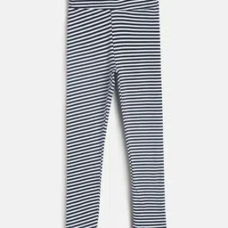 TALES & STORIES Girls Black & White Striped Cotton Leggings-image-81