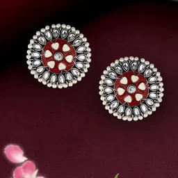 Anouk Silver-Plated Oxidised Classic Studs Earrings-36