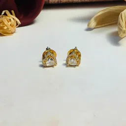 Anouk Gold-Toned Gold-Plated American Diamond Geometric Stud Earrings-12