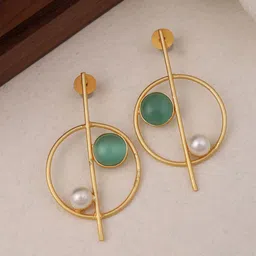 TOS Brass-Plated Classic Artificial Stones Studded Studs Earrings-15