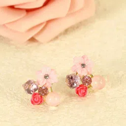 FIMBUL Floral Artificial Stones Studs Earrings-40