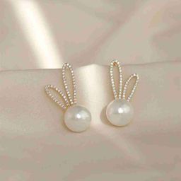 SALTY Golden Contemporary Pearl Studs Earrings-54