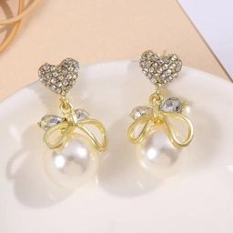 ISHKAARA Alloy Beads Bow & Studded Drop Earrings-image-42