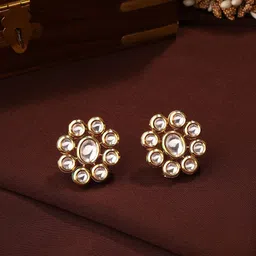 Priyaasi Gold-Plated Floral Kundan-Studded Studs Earrings-50