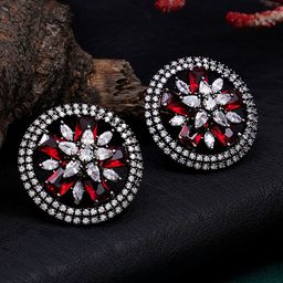 KARATCART Red Floral Studs Earrings-58