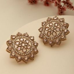 Jazz and Sizzle Gold-Plated Floral Stud Earrings-24