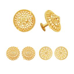 Vighnaharta Set Of 3 Gold-Plated Floral Studs Earrings-image-65