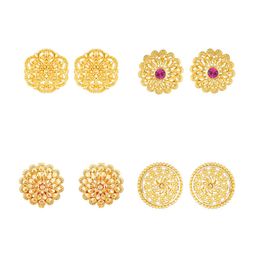 Vighnaharta Set Of 4 Gold Plated Floral Studs-23