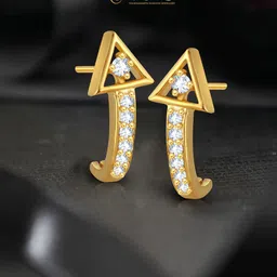 Vighnaharta Gold-Plated Cubic Zirconia Geometric Half Hoop Earrings-image-96