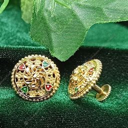 Vighnaharta Gold-Plated Floral Studs Earrings-image-89