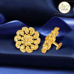 Vighnaharta Gold-Plated Floral Meenakari Studs Earrings-image-6