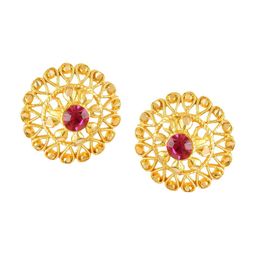 Vighnaharta Gold-Plated Floral Studs Earrings-image-88
