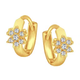 Vighnaharta Gold-Plated Floral CZ Studded Hoop Earrings-6