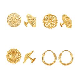 Vighnaharta Set Of 4 Gold-Plated Floral Studs Earrings-38