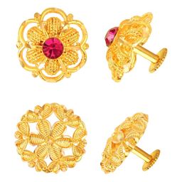 Vighnaharta Set Of 2 Gold-Plated Floral Studs Earrings-54