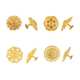 Vighnaharta Set Of 4 Gold-Plated Floral Shaped Stud Earrings-40