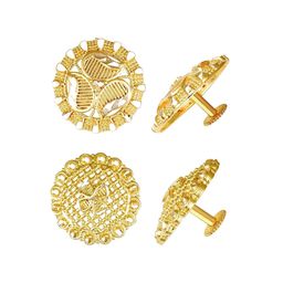Vighnaharta Set Of 2 Gold Plated Floral Studs Earrings-55