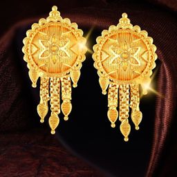 Vighnaharta Gold-Plated Floral Shape Drop Earrings-image-54
