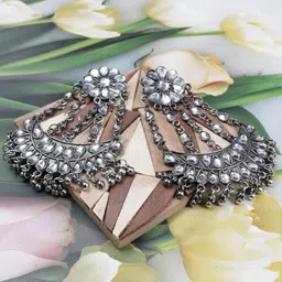 VAGHBHATT Silver-Plated Classic Drop Earrings-3