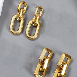 Yellow Chimes Set Of 2 Gold-Plated Drop Earrings-image-60