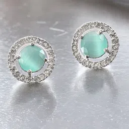 AKLINA Silver-Plated Cubic Zirconia Circular Shaped Studs-13
