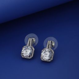 Carlton London Women  Silver-Toned Diamond Shaped Studs Earrings-38