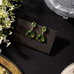 Niscka Gold-Plated Cubic Zirconia Studded Drop Earrings-37