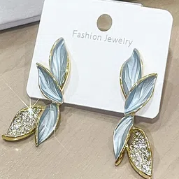 VAGHBHATT Gold Plated Leaf Shaped Drop Earrings-23