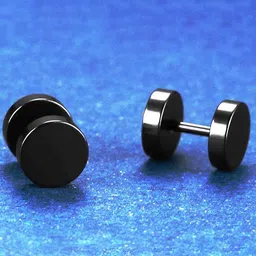 MEENAZ Men Silver-Plated Circular Studs Earrings-18