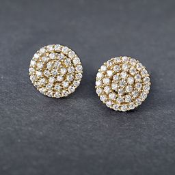 MINUTIAE Gold-Toned & Off White Circular Studs Earrings-0