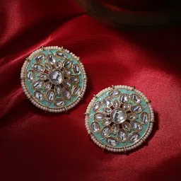 Shoshaa Gold Plated Kundan Studded Circular Studs Earrings-48