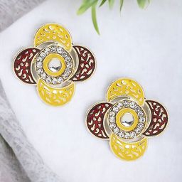 Anouk Gold-Toned Kundan Studded Floral Studs Earrings-23