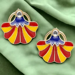Anouk Gold-Plated Enamelled Contemporary Drop Earrings-8