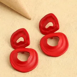 SOHI Red Gold Plated Contemporary Drop Earrings-image-39