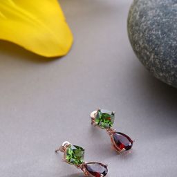 SOHI Maroon & Green Contemporary Studs Earrings-52