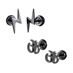 KARISHMA KREATIONS Men Set Of 2 Stainless Steel Studs Earrings-picture-21