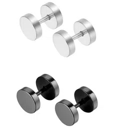 KARISHMA KREATIONS Set Of 2 Silver-Plated Contemporary Stud Earrings-18