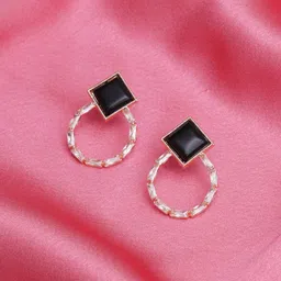 Mali Fionna Mother of Pearl Studded Contemporary Drop Earrings-image-26